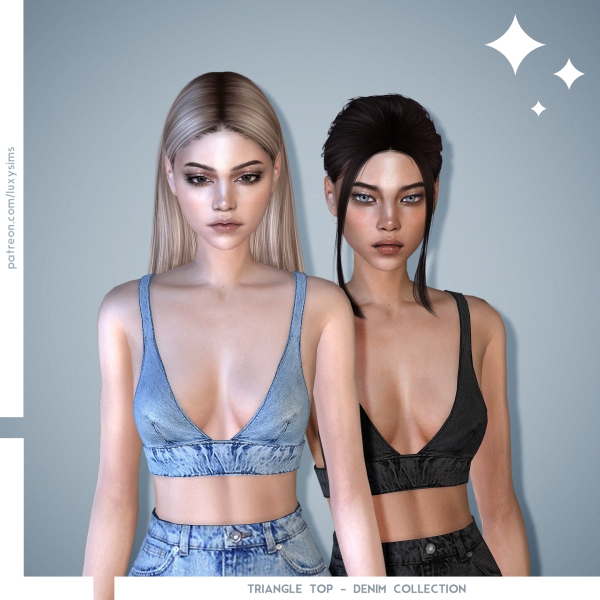 Alpha Triangle Top Denim Collection by luxysims - The Sims 4 Custom Content