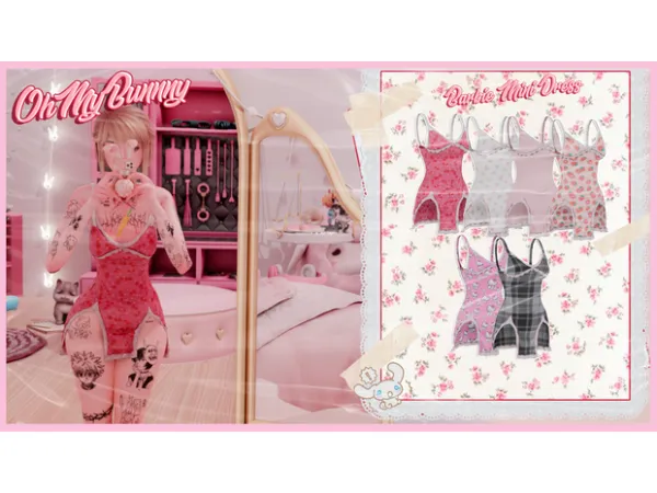 Alpha BABY BARBIE MINI DRESS (REMESH) - The Sims 4 Custom Content