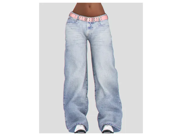 Alpha Low Waist Loose Baggy Denim Pants by BackTrack - The Sims 4 Custom Content