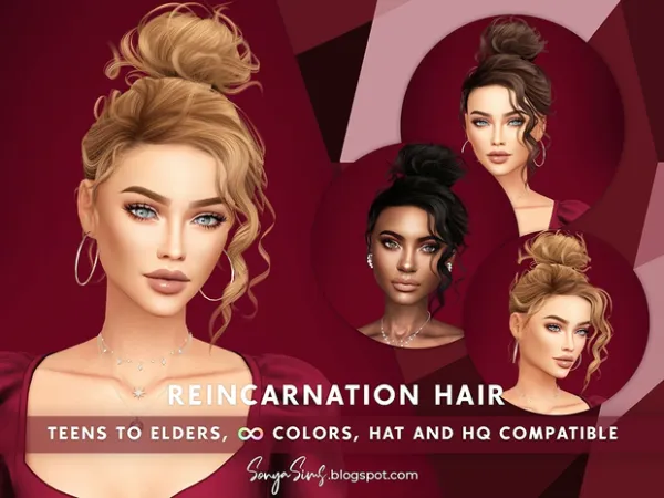 Alpha Reincarnation Hair by sonyasims - The Sims 4 Custom Content