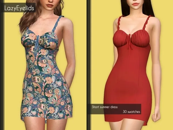 Alpha Short summer dress by lazyeyelids - The Sims 4 Custom Content