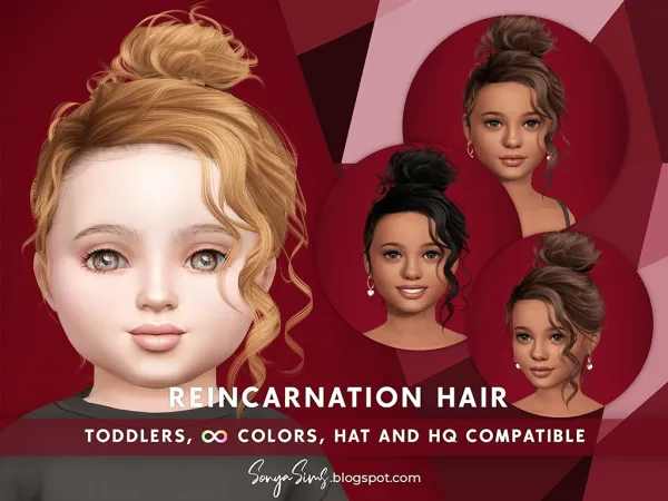 Alpha Reincarnation Hair (Toddler Version) by simsfinds - The Sims 4 Custom Content