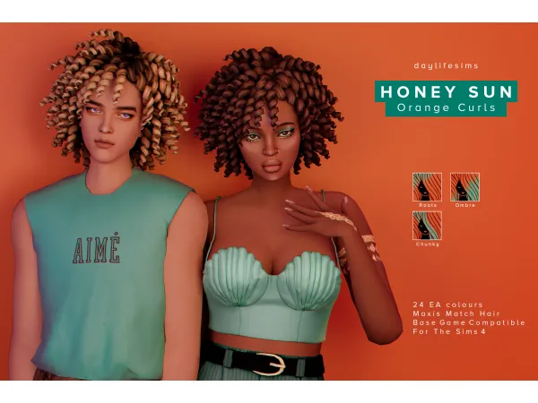 HONEY SUN SET - Orange Blossom Curls by Daylife Sims