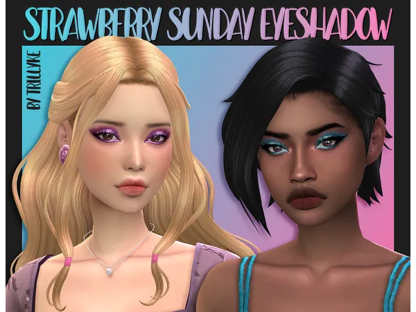 Maxis Match Strawberry Sunday Eyeshadow a lil Sunday gift by Trillyke - The Sims 4 Custom Content