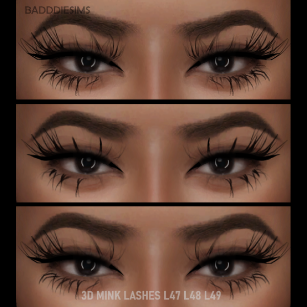 Alpha 3D MINK LASHES L47 L48 L49 by simsfinds - The Sims 4 Custom Content