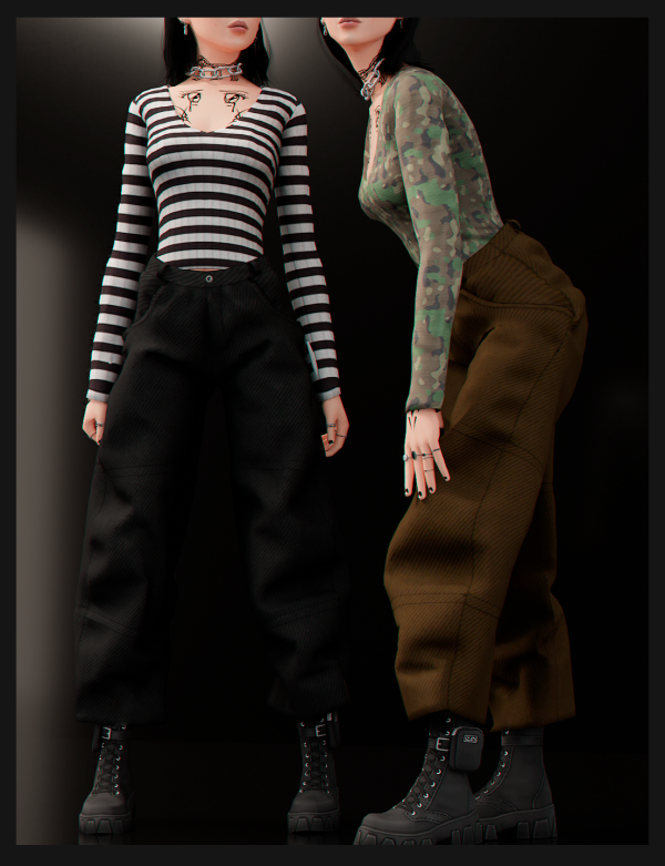 Alpha TRAP PANT'S AND GLOTIC TOP by whimp - The Sims 4 Custom Content