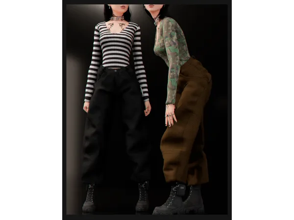 Alpha TRAP PANT'S AND GLOTIC TOP - The Sims 4 Custom Content