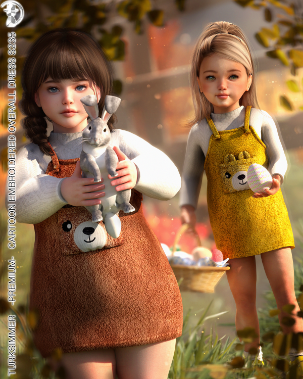 Alpha Cartoon Embroidered Overall Dress S235 by daphsmods - The Sims 4 Custom Content