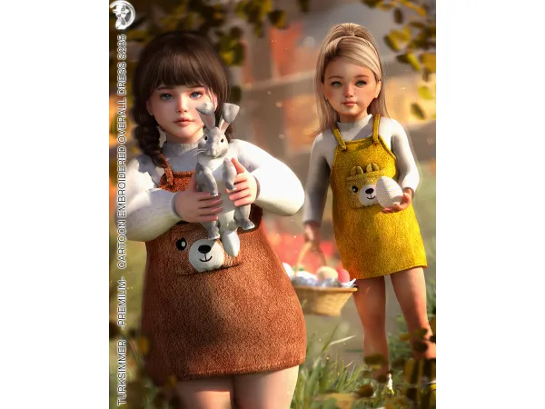 Cartoon Embroidered Overall Dress S235 by turksimmer