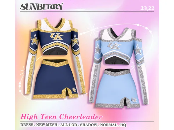 Alpha [SUNBERRY]High Teen Cheerleader dress 2322 by SUNBERRY - The Sims 4 Custom Content