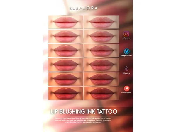 Alpha LIP BLUSHING INK PIGMENT TATTOO by SLEPHORA - The Sims 4 Custom Content