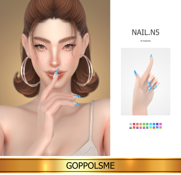 Alpha GPME GOLD Fingernail N5 by simsfinds - The Sims 4 Custom Content