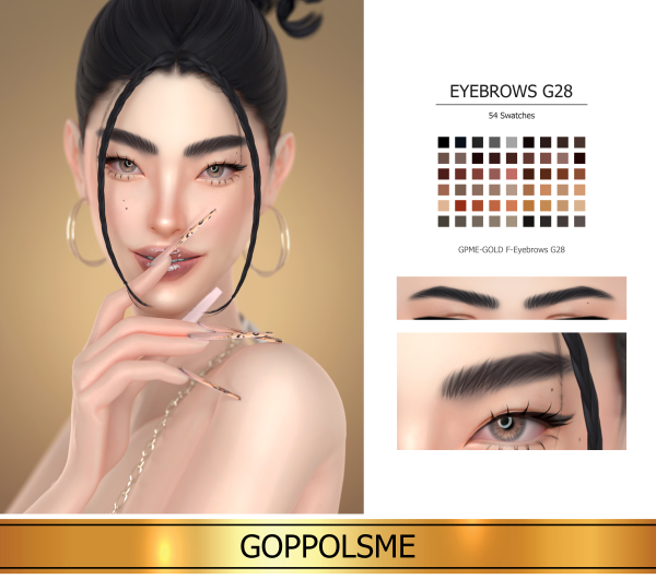 Alpha GPME GOLD F Eyebrows G28 by simsfinds - The Sims 4 Custom Content