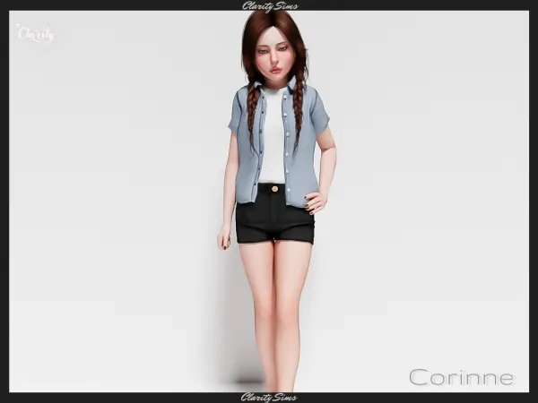 Alpha Corinne Jeans Shorts Child - The Sims 4 Custom Content