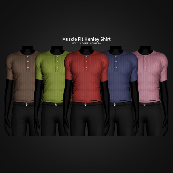Alpha Muscle Fit Henley Shirt by simsfinds - The Sims 4 Custom Content
