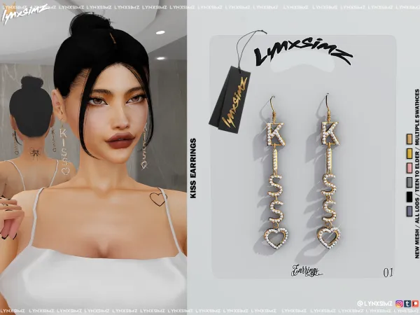 Alpha KISS Earrings Ad Free Early Access by LYNXSIMZ - The Sims 4 Custom Content