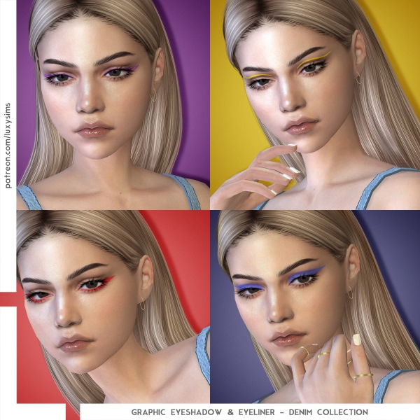 Mix Graphic Eyeshadow Eyeliner Denim Collection x Pride by luxysims - The Sims 4 Custom Content