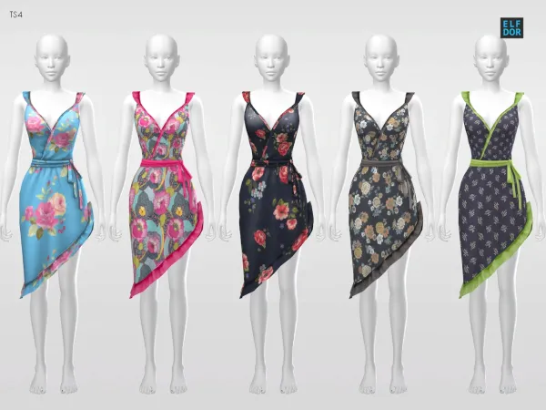 Maxis Match Summer Mid Dress by elfdor - The Sims 4 Custom Content