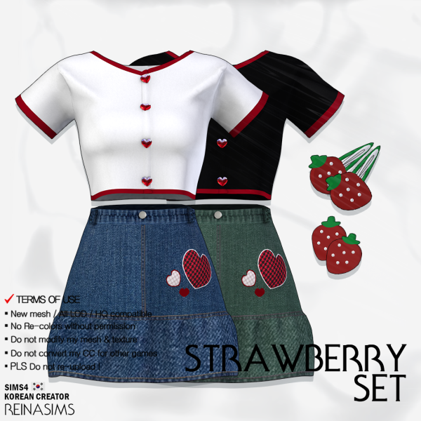 Alpha Reina_TS4_Strawberry_Set by simsfinds - The Sims 4 Custom Content