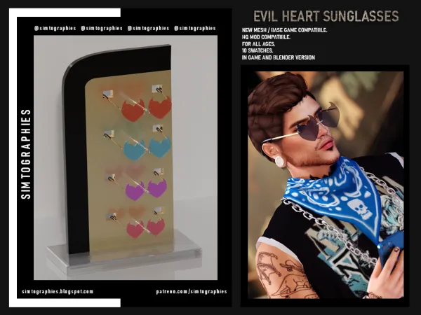 Alpha Evil Heart Sunglasses - The Sims 4 Custom Content