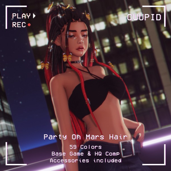 Alpha CUUPID Party On Mars Hair 800 CUUPID by missme12 - The Sims 4 Custom Content