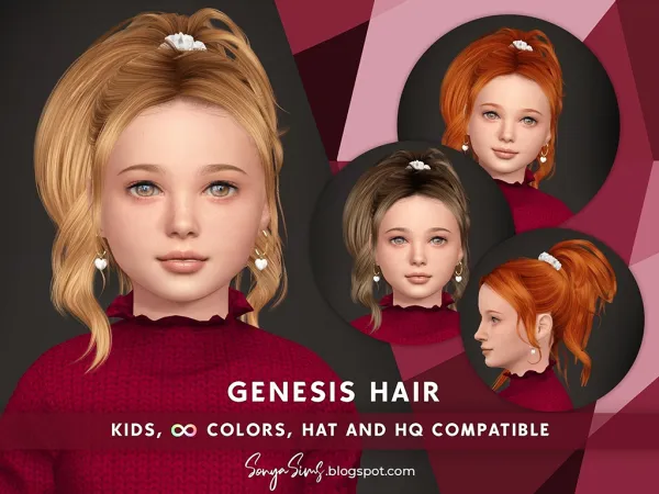Alpha Genesis Hair NOW FRRE Kids Version by simsfinds - The Sims 4 Custom Content