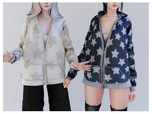 Alpha Oversize hoodie with tank top by babyetears - The Sims 4 Custom Content