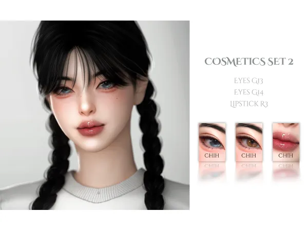 Alpha Eyes G13 Eyes G14 Lipstick R3 by simsfinds - The Sims 4 Custom Content