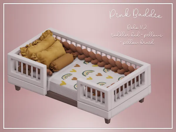 Alpha Boho v2 toddler bed by pinkbaddie - The Sims 4 Custom Content