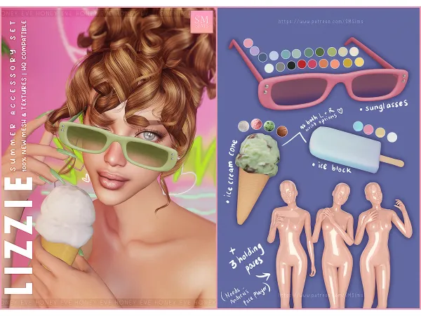 HONEY | Lizzie Summer Accessories Set by SM Sims