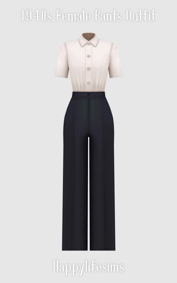 Mix [Lonelyboy] 1940s Female Pants Outfit by simsfinds - The Sims 4 Custom Content