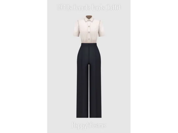 Mix [Lonelyboy] 1940s Female Pants Outfit - The Sims 4 Custom Content