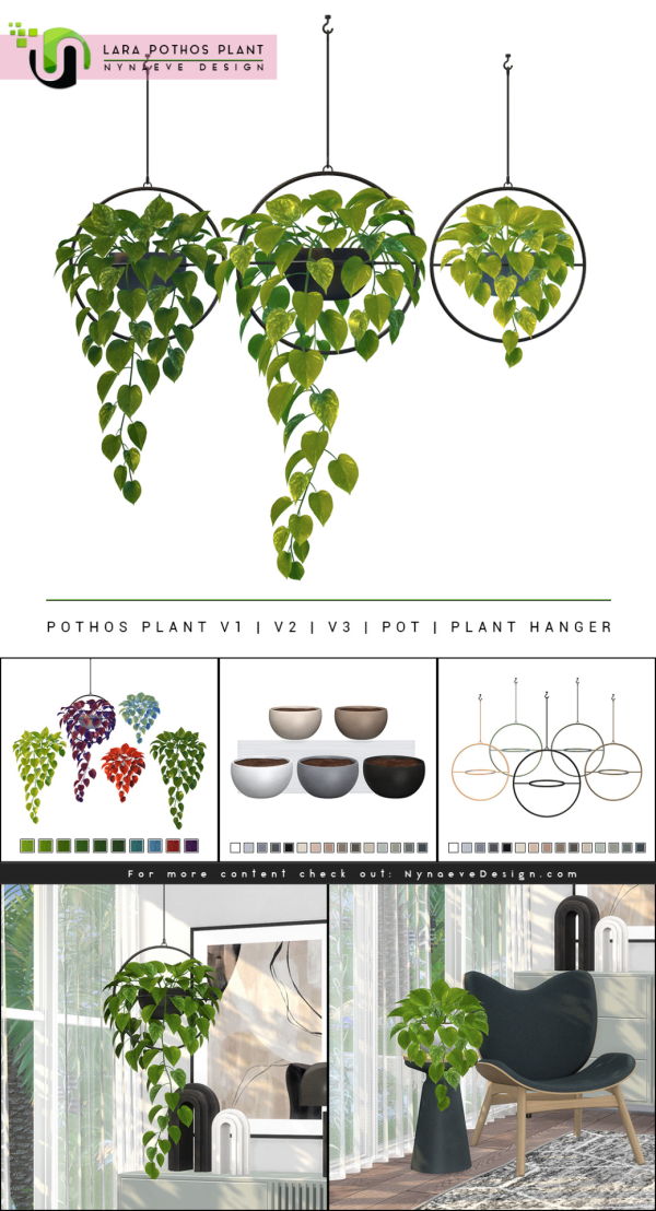 Alpha Lara Pothos Plant by simsfinds - The Sims 4 Custom Content