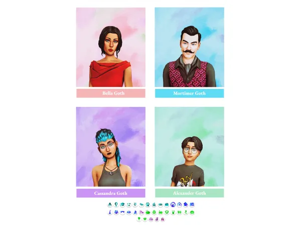 Maxis Match The Goth Family by Lady Chaos - The Sims 4 Custom Content
