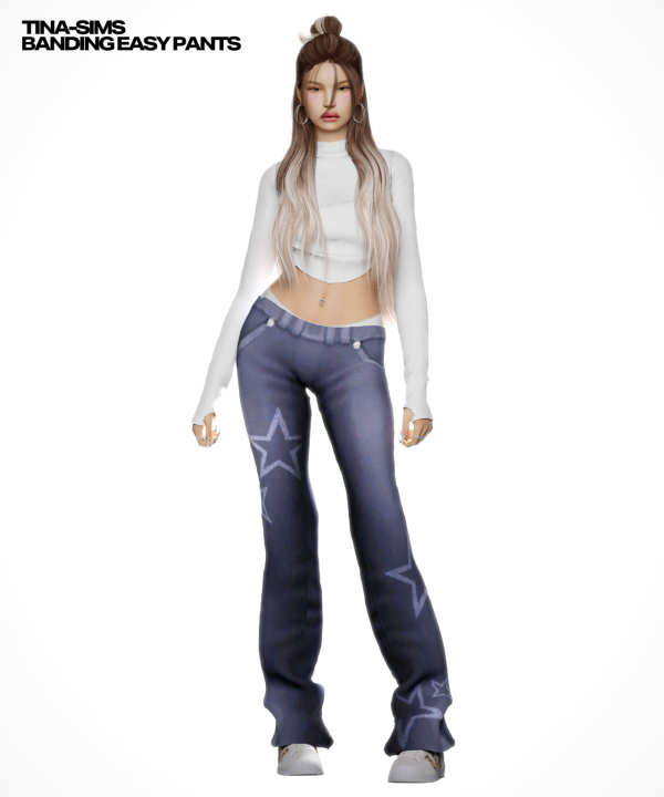 Alpha [TINA SIMS] Banding Easy Pants by simsfinds - The Sims 4 Custom Content