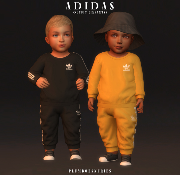 Alpha plumbobsnfries ADIDAS outfit (infants) by simsfinds - The Sims 4 Custom Content