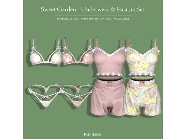 [RIMINGS] Sweet Garden _Underwear & Pajama Set by RIMINGS