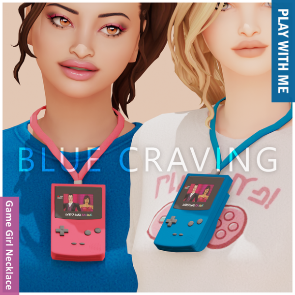 Mix Blue CRaving GameGirl Necklace by bluecraving - The Sims 4 Custom Content