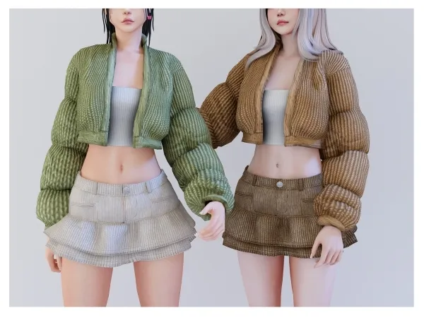 Alpha Puffer with top Cargo corderoy skirt Babyetears by babyetears - The Sims 4 Custom Content