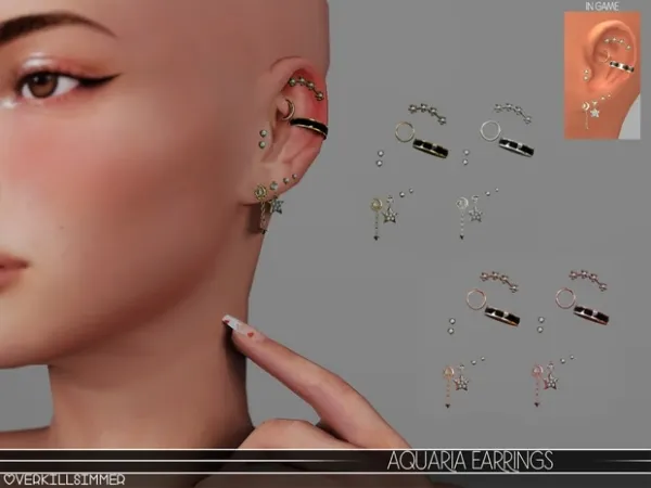 Alpha Aquaria earrings by overkillsimmer - The Sims 4 Custom Content