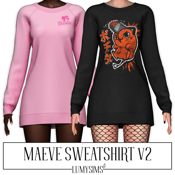 Alpha MAEVE SWEATSHIRT V2 by lumysims - The Sims 4 Custom Content