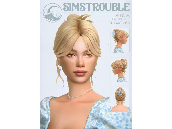 Maxis Match Matilda Hairstyle (3 Versions) by simstrouble by simstrouble - The Sims 4 Custom Content