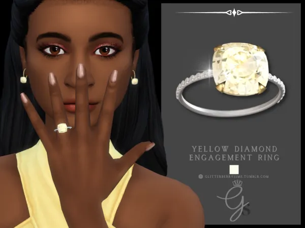 Mix Yellow Diamond Engagement Ring by simsfinds - The Sims 4 Custom Content