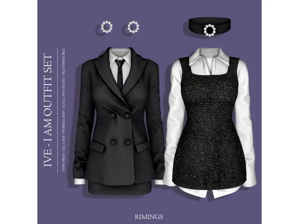 Alpha [RIMINGS] IVE I AM OUTFIT SET by RIMINGS - The Sims 4 Custom Content