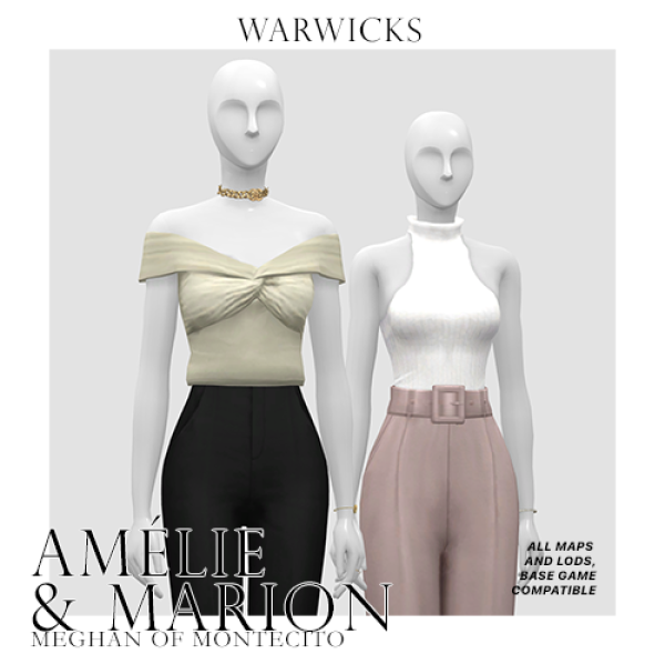 Maxis Match MEGHAN OF MONTECITO AMÉLIE MARION OUTFITS by simsfinds - The Sims 4 Custom Content