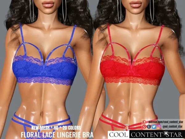 Alpha Floral Lace Bra cool_content_star - The Sims 4 Custom Content