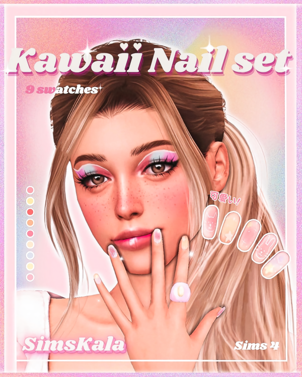 Maxis Match [SimsKala] Kawaii Nail Set by simsfinds - The Sims 4 Custom Content