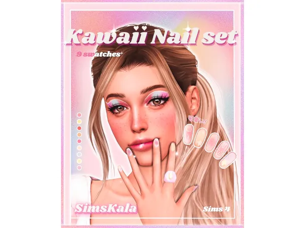 Maxis Match [SimsKala] Kawaii Nail Set by SimsKala - The Sims 4 Custom Content