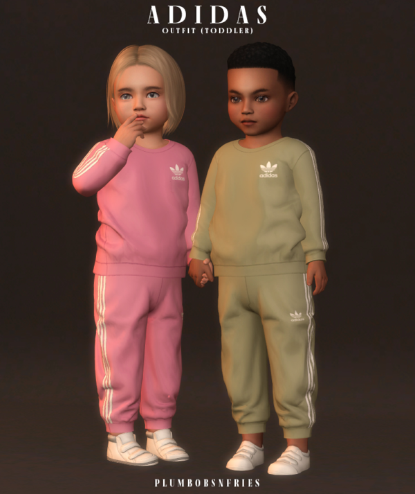 Alpha plumbobsnfries ADIDAS outfit (toddler) by simsfinds - The Sims 4 Custom Content