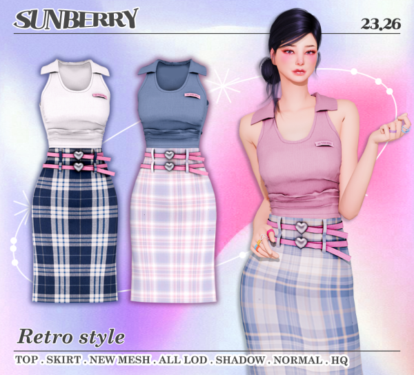 Alpha [SUNBERRY] Retro style topskirt 2326(Early access) by simsfinds - The Sims 4 Custom Content